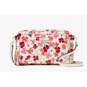 New Kate Spade Staci Sunny Floral Dual Zip Around Crossbody Pink Multi